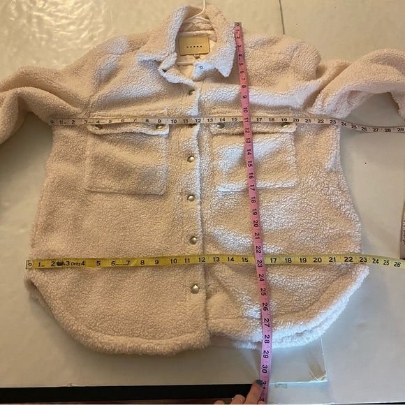 Blank NYC Sherpa Shacket Shirt Jacket Women Size Medium Cream Chunky BlankNYC - Picture 10 of 15